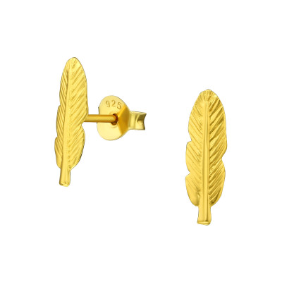 Silver Feather Ear Studs