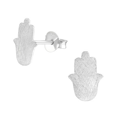 Silver Hamsa Ear Studs