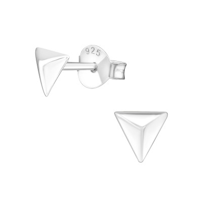 Silver Pyramid Ear Studs