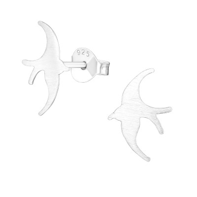 Silver Bird Ear Studs