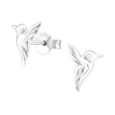 Silver Hummingbird Ear Studs