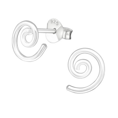 Silver Spiral Ear Studs