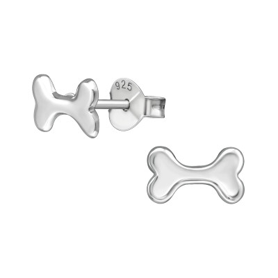 Silver Dog Bone Ear Studs