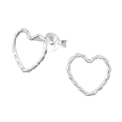 Silver Heart Ear Studs