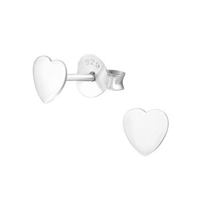 Silver Heart Ear Studs