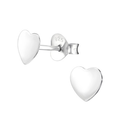 Silver Heart Ear Studs