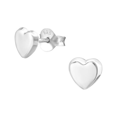 Silver Heart Ear Studs