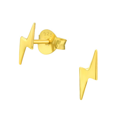 Silver Lightning Bolt Ear Studs