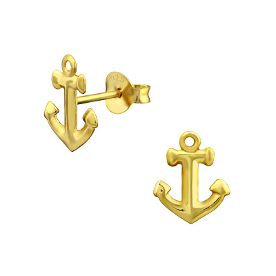 Silver Anchor Ear Studs