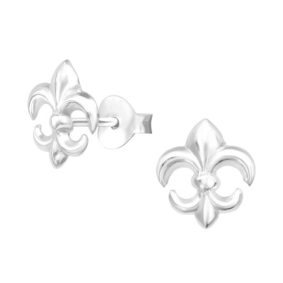 Silver Fleur De Lis Ear Studs