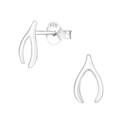 Silver Wishbone Ear Studs