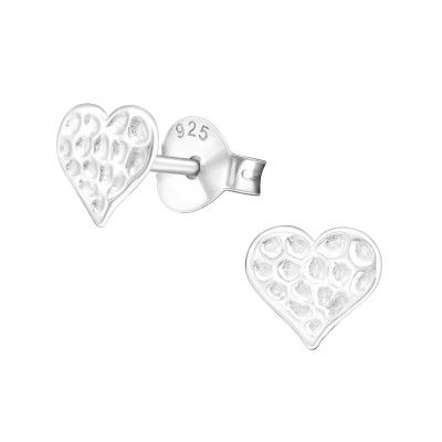 Silver Heart Ear Studs