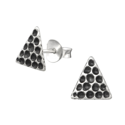 Silver Triangle Ear Studs