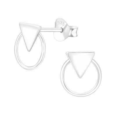 Silver Triangle Ear Studs