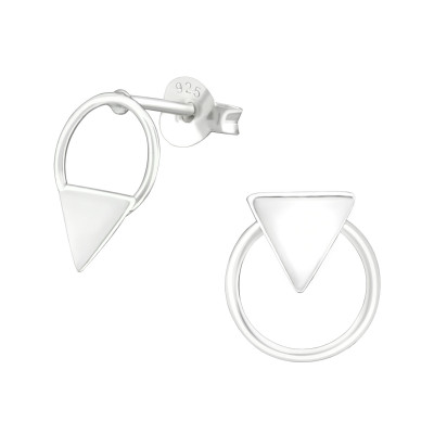 Silver Triangle Ear Studs