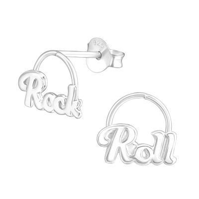 Silver Rock and Roll Ear Studs