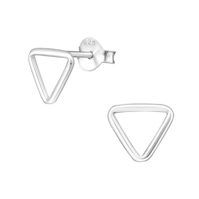 Silver Triangle Ear Studs