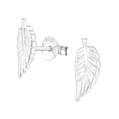 Silver Feather Ear Studs