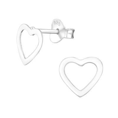 Silver Heart Ear Studs