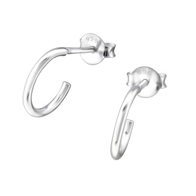 Silver Half Hoop Ear Studs