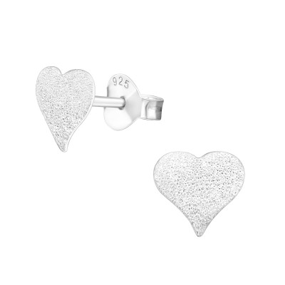 Silver Heart Ear Studs