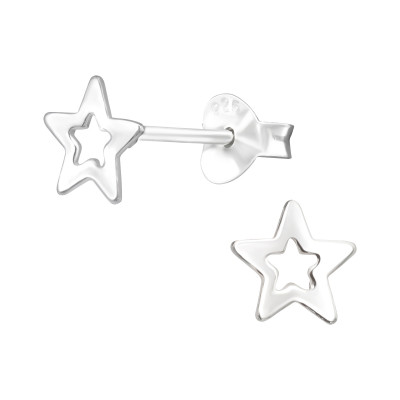 Silver Star Ear Studs