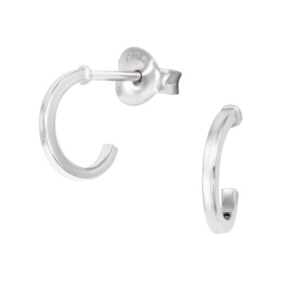 Silver Half Hoop Ear Studs