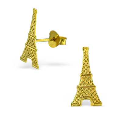 Silver Eiffel Tower Ear Studs