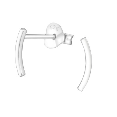 Silver Curved Bar Ear Studs