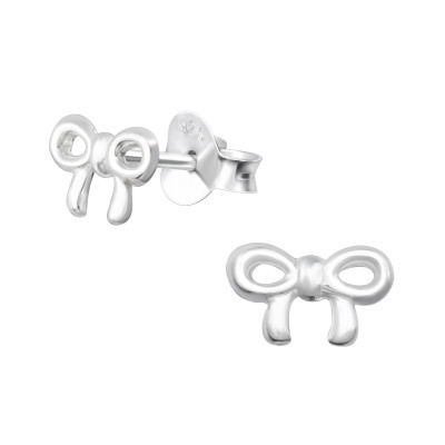 Silver Bow Ear Studs