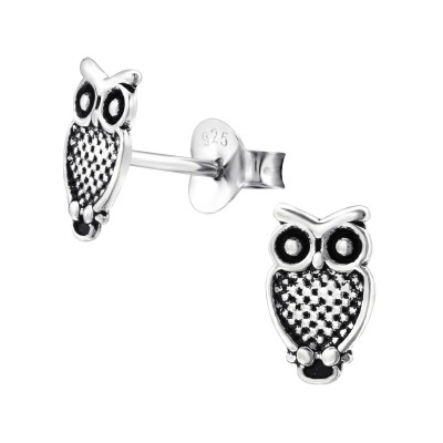 Silver Owl Ear Studs