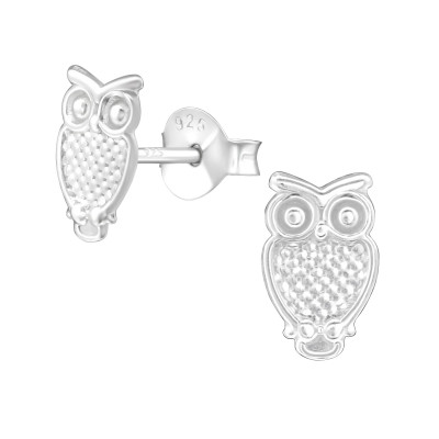 Silver Owl Ear Studs