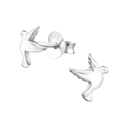 Silver Bird Ear Studs