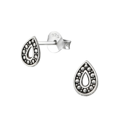 Silver Drop Ear Studs