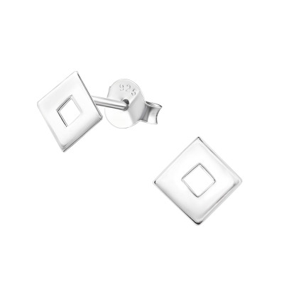 Silver Square Ear Studs