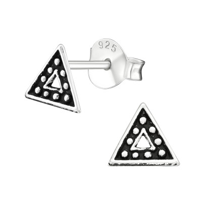 Silver Triangle Ear Studs