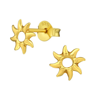 Silver Sun Ear Studs