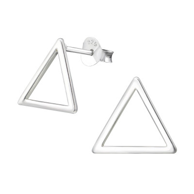 Silver Triangle Ear Studs