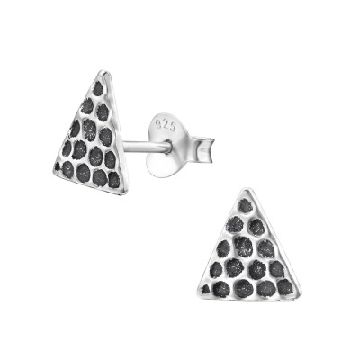 Silver Triangle Ear Studs