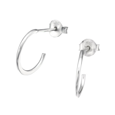 Silver Half Hoop Ear Studs