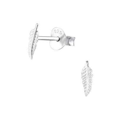 Silver Feather Ear Studs