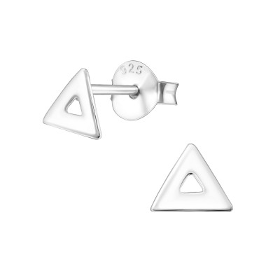 Silver Triangle Ear Studs