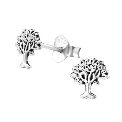 Silver Tree Of Life Ear Studs