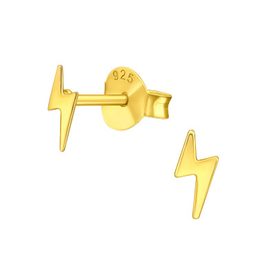 Silver Lightning Bolt Ear Studs