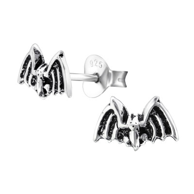 Silver Bat Ear Studs