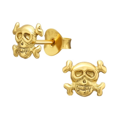 Silver Skull Ear Studs