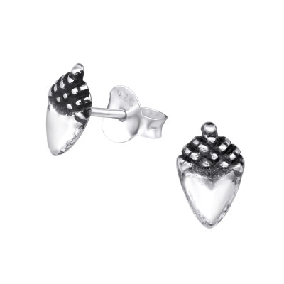 Silver Acorn Ear Studs