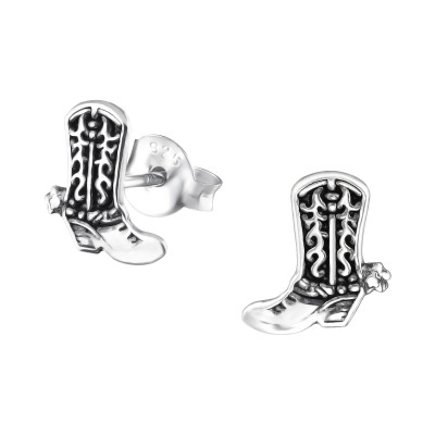 Silver Boots Ear Studs