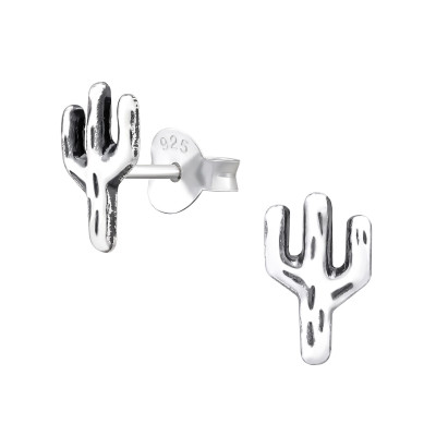 Silver Cactus Ear Studs