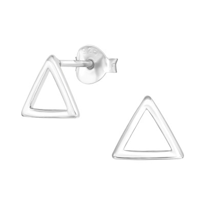 Silver Triangle Ear Studs